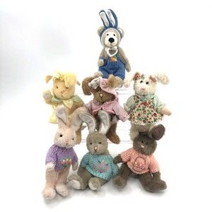 2001 HugFun Lot 7 Easter Plush Bunny Rabbit Teddy Bear Ears Stuffed Animal 9 in
